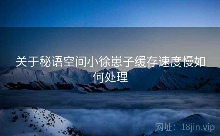 关于秘语空间小徐崽子缓存速度慢如何处理